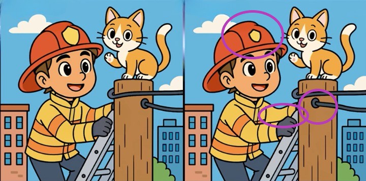Firefighter To The Rescue! Spot 3 Differences In 27 Seconds – Only Sharp Eyes Succeed!